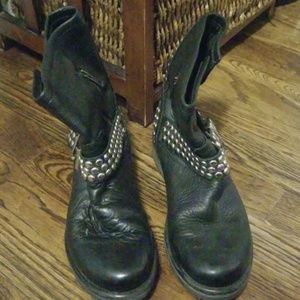Leather boots studded, biker or whatever 2 inches